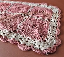 Load image into Gallery viewer, Rare Crochet Doily Ornamental Table Place Mat , Pink Colour with white border
