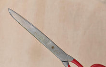 Load image into Gallery viewer, Vintage Sheffield England Tailor Scissors – Red Handle – 20.5cm – Industrial Fabric Cutting Shears
