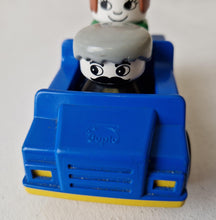 Load image into Gallery viewer, Vintage Lego Duplo set, blue car, man driver / woman passenger, 3 piece set, vintage toys, original,
