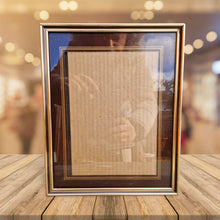 Load image into Gallery viewer, Gold tone finish picture frame with glass , Photo frame* free standing, 26cm x 21cm (19.5cm x 14cm)
