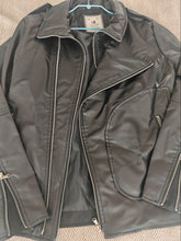 Load image into Gallery viewer, USE CLUP Men’s Black Faux Leather Biker Jacket – Size S – Made in Turkey
