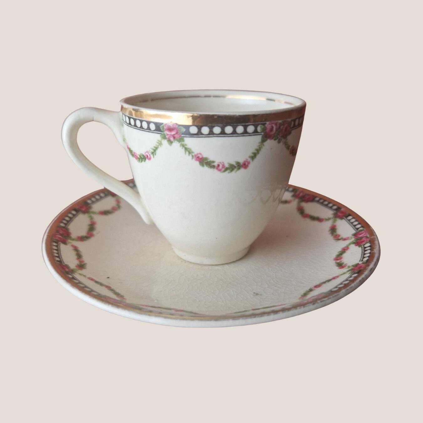 Vintage J&G Meaking Rose Floral Flower Cup and Saucer Set, Shabby Chic , English Tea Party