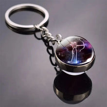 Load image into Gallery viewer, 12 Constellation Key Chain Luminous Double Sided Glass Ball Pendant 12 Zodiac Key Chain Fashion Birthday Gift for Men and Women
