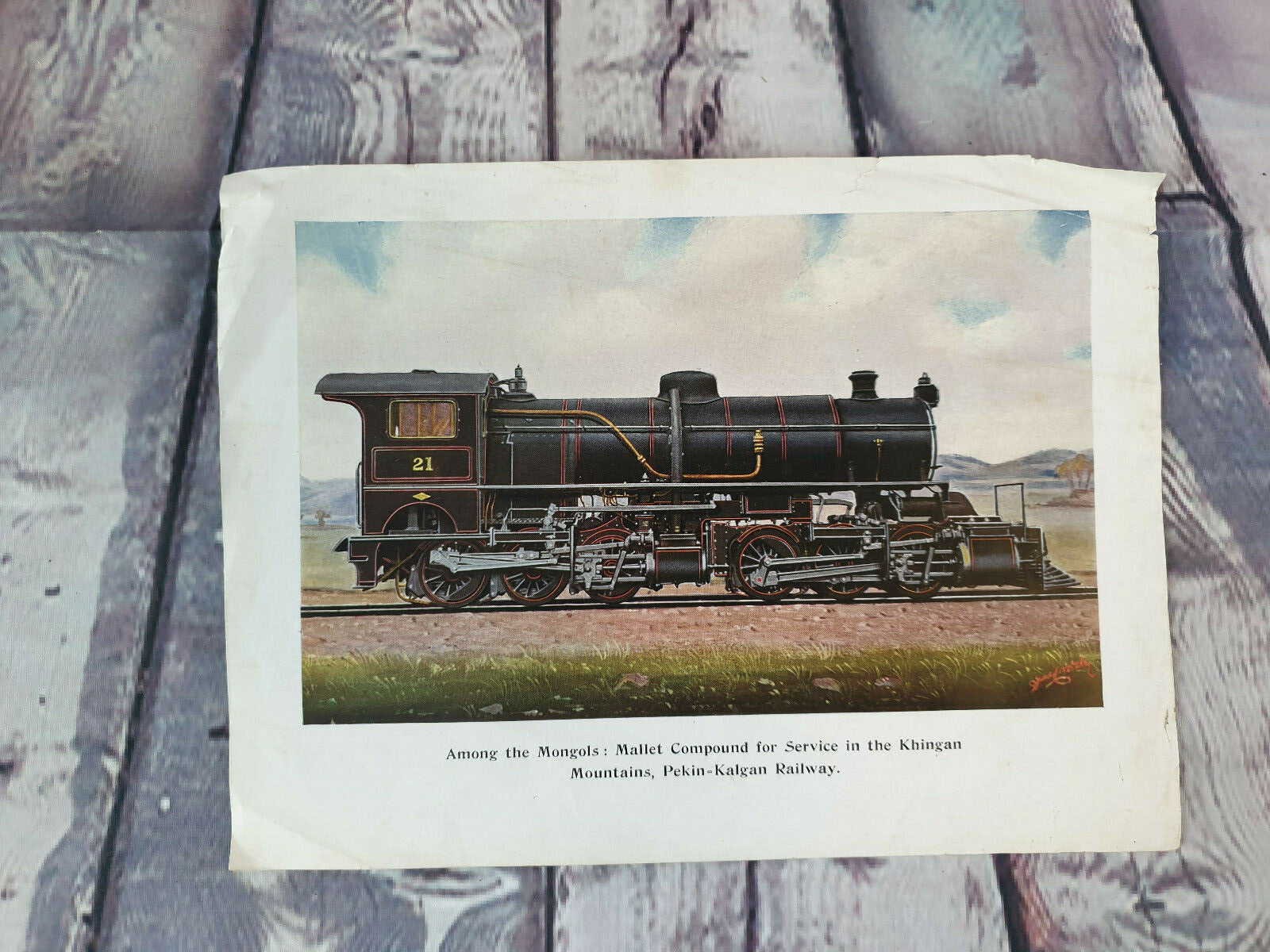 LOCOMOTIVE Steam Train Print, Among The Mongols, Khinghan Mountain, Kalan Rail