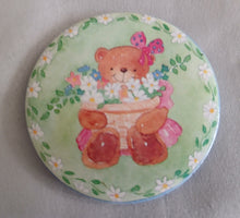 Load image into Gallery viewer, Vintage Teddy Bear Flowers Pin Badge 1991 Cute Floral Collectible 5.5cm
