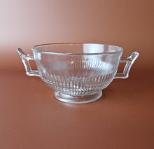 Load image into Gallery viewer, Vintage Cut Glass 2-Handled Cream Soup Bowl , Clear, 7cm high, 12cm diameter
