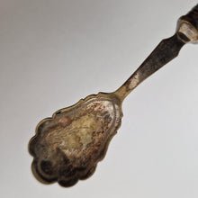 Load image into Gallery viewer, Antique EPNS Silver Plated Spoon with Horn Handle shallow bowl with scalloped shoulders 18cm long
