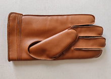 Load image into Gallery viewer, Vintage Tan Vinyl Gloves with Warm Lining – Size Medium – Made in Hong Kong
