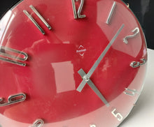 Load image into Gallery viewer, Vintage Retro Red Wall Clock Premier Quartz Space Age Style 31cm Tested
