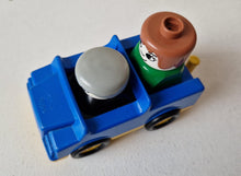 Load image into Gallery viewer, Vintage Lego Duplo set, blue car, man driver / woman passenger, 3 piece set, vintage toys, original,

