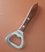 Load image into Gallery viewer, Vintage Bottle Opener Retro Wooden Handle 1970 , Bar ware Kitchenalia , Made In Japan, Stainle
