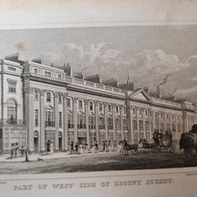 Load image into Gallery viewer, Vintage Book Plate Print Engraving, Part of West side of Regent Street London, England Drawn by T.H.

