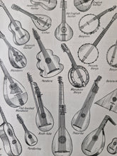 Load image into Gallery viewer, Vintage Drawing Image Book Plate Musical Instruments Image Illustrations Guitar Cither Banjo Balalai
