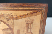 Load image into Gallery viewer, Vintage Wooden Marquetry Wall Plaque Landscape Scene Inlaid Wood Art 35cm
