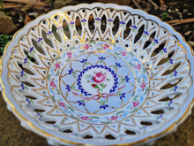 Load image into Gallery viewer, Beautiful porcelain pierced chintzy dish made by past times 1980s , Lattice Bowl - Beautiful Colours
