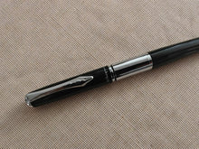 Load image into Gallery viewer, Platignum Ballpoint Pen – Black &amp; Chrome – Black Ink – 13cm – Used
