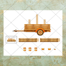 Load image into Gallery viewer, Vintage Farm Truck Fussy Cut Clipart Set – Rustic Country Market PNG &amp; PDF, Produce Crates, Honey, Jams, Chickens Printable

