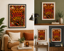 Load image into Gallery viewer, 20 Good Vibes Only Prints, Retro 70s Wall Art Poster Bundle, A4 Digital Download
