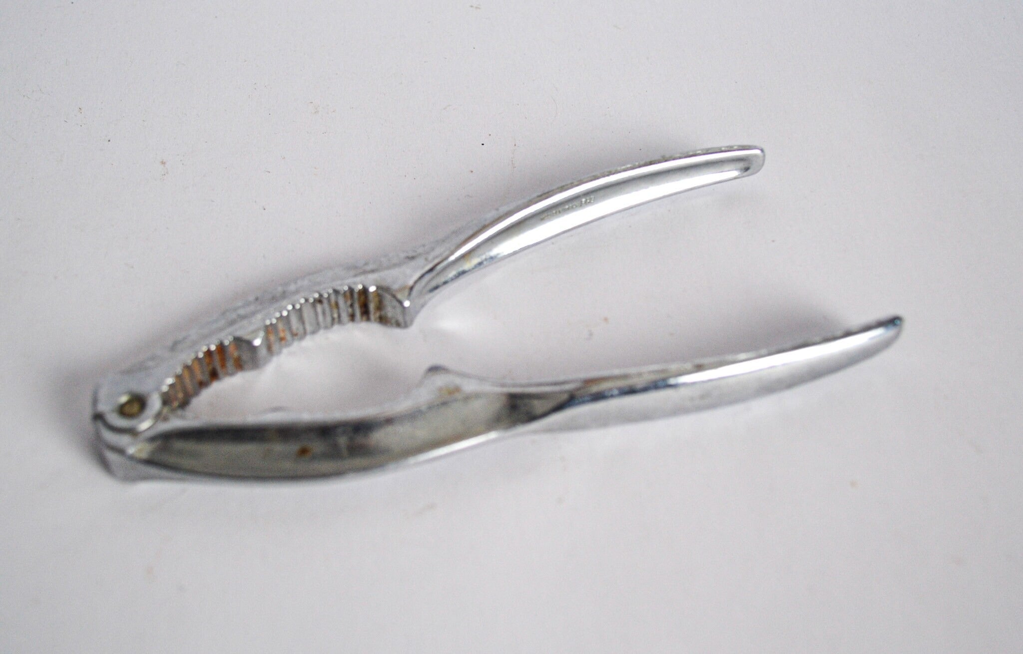 Vintage Chromed Steel Metal Nut Cracker, Made In Italy