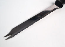 Load image into Gallery viewer, Vintage  Black Plastic Handle  Stainless Steel Kitchen Bread / Steak  Knife, Kitchenali 1990&#39;s,  Quality Steel, 32cm long
