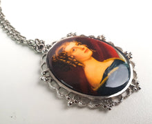 Load image into Gallery viewer, Vintage Pretty Lady Painting On Porcelain Setting Cable Chain Necklace

