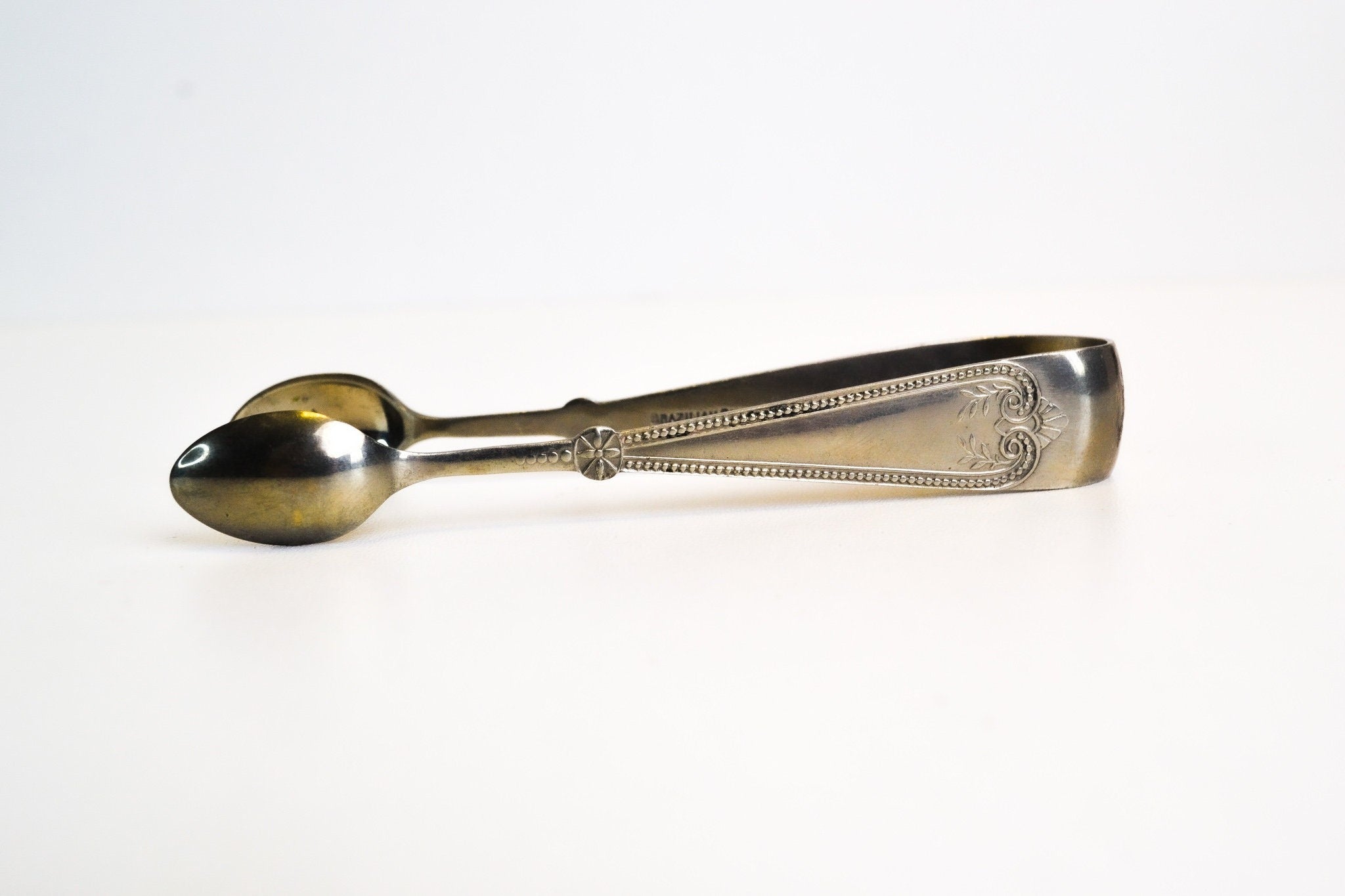 Vintage Brazilian Silver Sugar / Ice Tongs , Ornate Design Handle, Collectors Item Vintage