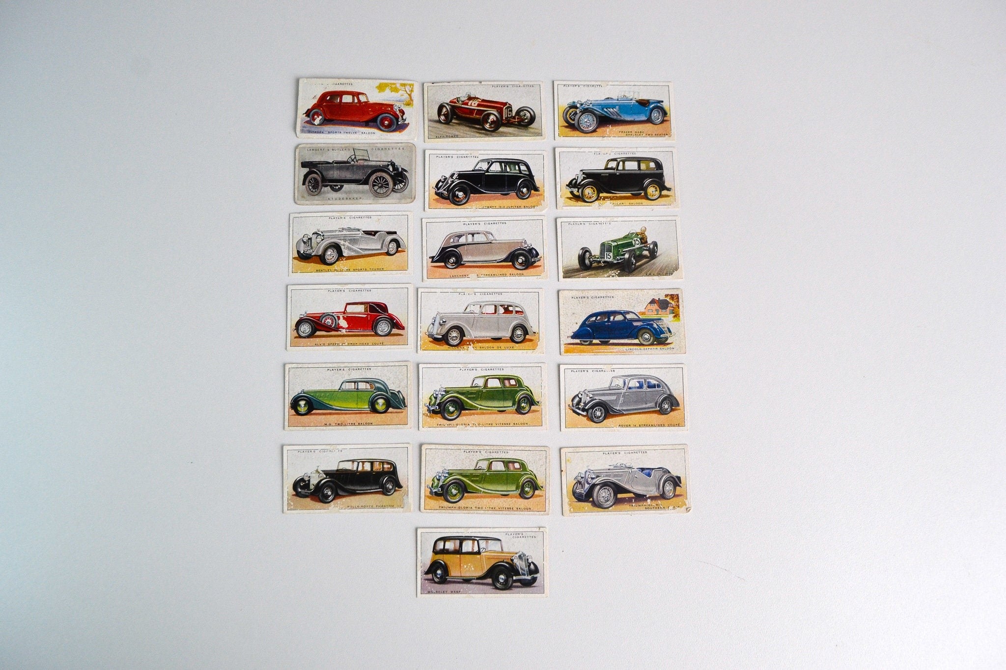 19 Player's Cigarette Cards - Motor Cars, some duplicate cards