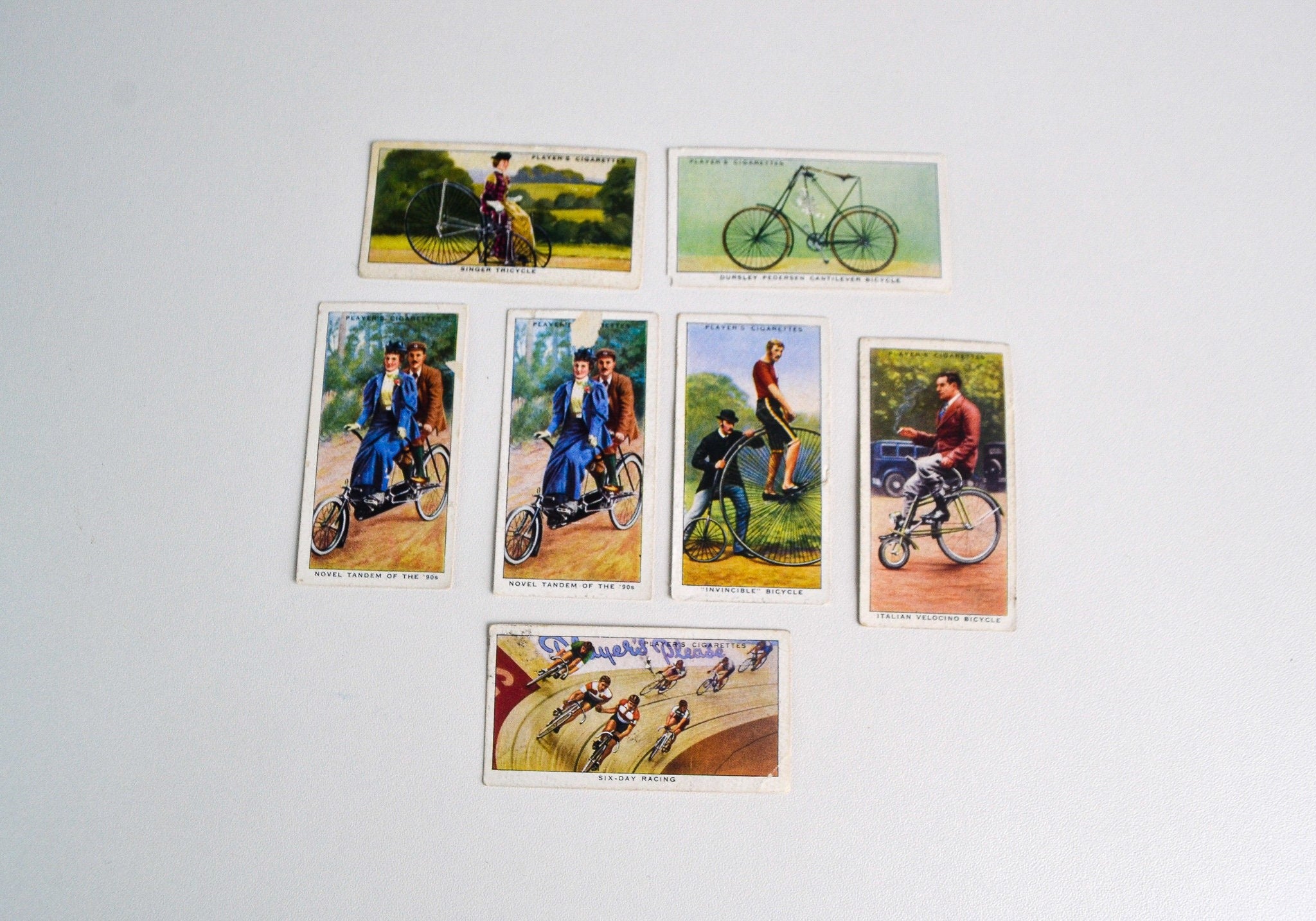 7 Will's Player's Cigarette Cards - Cycling, some duplicate cards, Transport History Memorabilia