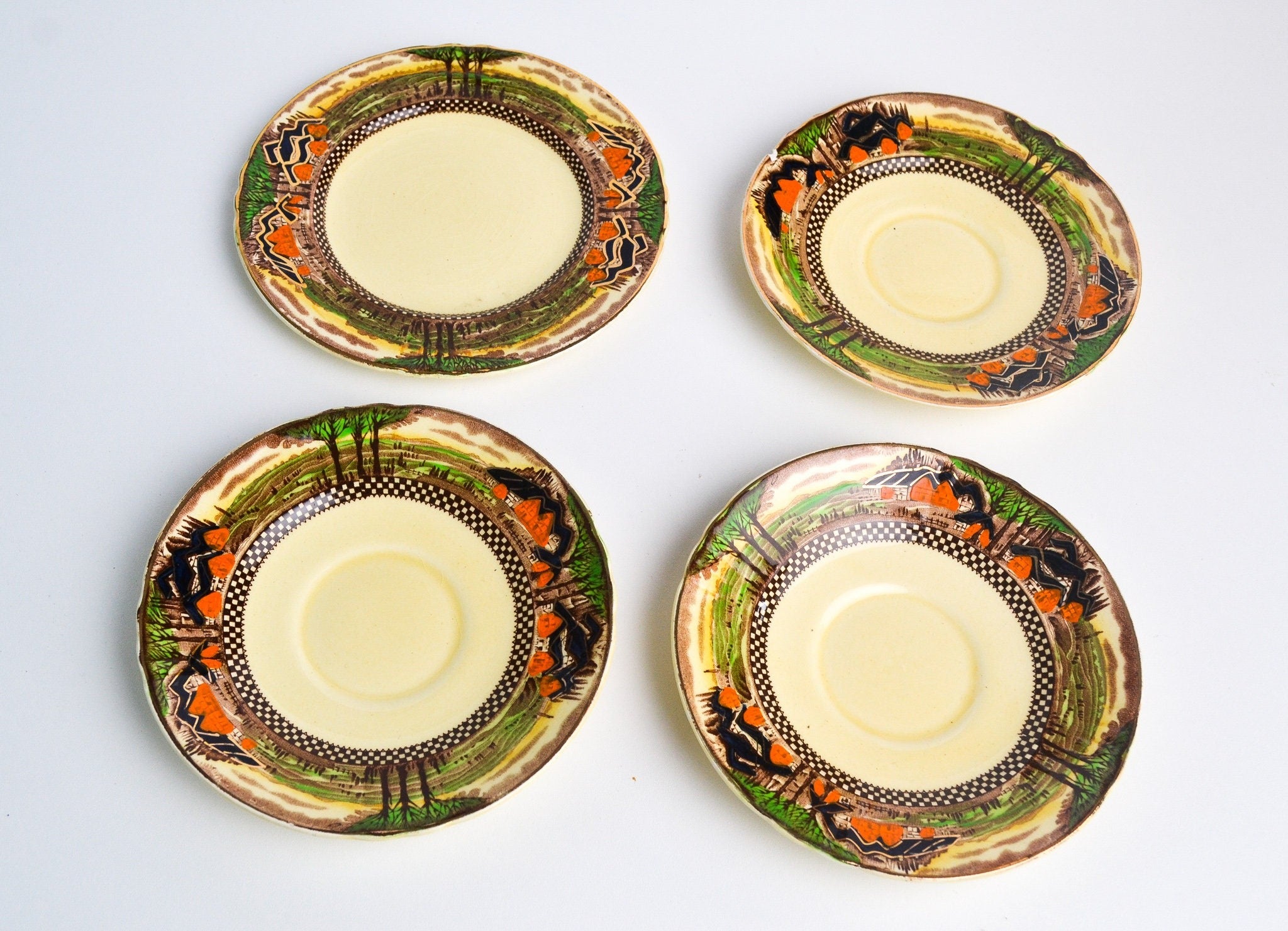 Myott Son And Co Hanley - England's Countryside Ceramic Saucers Plates