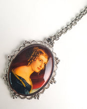 Load image into Gallery viewer, Vintage Pretty Lady Painting On Porcelain Setting Cable Chain Necklace
