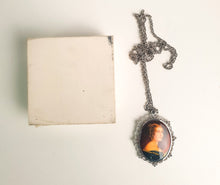 Load image into Gallery viewer, Vintage Pretty Lady Painting On Porcelain Setting Cable Chain Necklace
