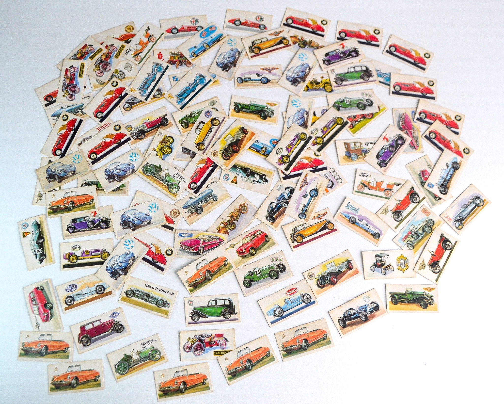 106 Brooke Bond Tea Cards - History Of The Motor Car, Huge job lot of various cards, some duplicate cards