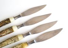 Load image into Gallery viewer, 4 x Vintage Faux Stag / Antler Plastic Handle Knives, Steel Blade
