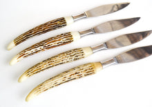 Load image into Gallery viewer, 4 x Vintage Faux Stag / Antler Plastic Handle Knives, Steel Blade
