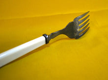 Load image into Gallery viewer, Antique / vintage Silver plated fish serving knife &amp; fork, Cream Plastic Handle
