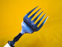 Load image into Gallery viewer, Antique / vintage Silver plated fish serving knife &amp; fork, Cream Plastic Handle
