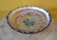 Load image into Gallery viewer, Amethyst Fenton Acorns Pattern Carnival Glass 6” Nut Bowl Vgc

