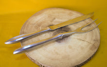 Load image into Gallery viewer, Vintage Steel Handle Steak Knife and Meat Fork Set – Classic Kitchenalia, 37cm Knife and 32cm Fork

