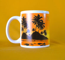 Load image into Gallery viewer, Heebah Florida Sunset &amp; Palm Tree Coffee / Tea Mug, Ceramic, Orange Yellow and Black Colour

