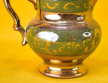 Load image into Gallery viewer, Vintage Copper, Green and Gold Colour Lustre Ware Milk Jug , Farmhouse Collectable
