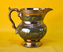 Load image into Gallery viewer, Vintage Copper, Green and Gold Colour Lustre Ware Milk Jug , Farmhouse Collectable
