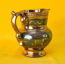 Load image into Gallery viewer, Vintage Copper, Green and Gold Colour Lustre Ware Milk Jug , Farmhouse Collectable
