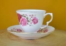 Load image into Gallery viewer, Queen Anne Bone China Cup &amp; Saucer, Pink Rose Floral Pattern

