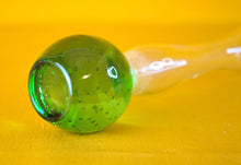 Load image into Gallery viewer, Art Glass Bud Vase Trumpet Posy Green Bubble Mid Century Modern 1960s
