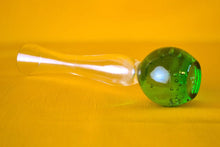 Load image into Gallery viewer, Art Glass Bud Vase Trumpet Posy Green Bubble Mid Century Modern 1960s
