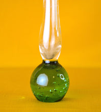 Load image into Gallery viewer, Art Glass Bud Vase Trumpet Posy Green Bubble Mid Century Modern 1960s
