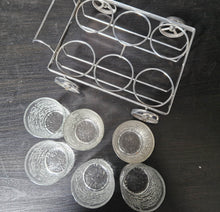 Load image into Gallery viewer, Ravenhead Siesta Vintage Bark-effect Set Glass x6 Tumbler 5oz/14cl with metal wagon caddy glass holder
