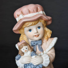 Load image into Gallery viewer, Joy Of time by Leonardo Figurine, Girl with rocking doll ceramic figure with wooden plinth base
