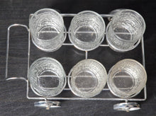 Load image into Gallery viewer, Ravenhead Siesta Vintage Bark-effect Set Glass x6 Tumbler 5oz/14cl with metal wagon caddy glass holder
