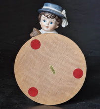 Load image into Gallery viewer, Joy Of time by Leonardo Figurine, Boy with rocking horse toy ceramic figure with wooden plinth base
